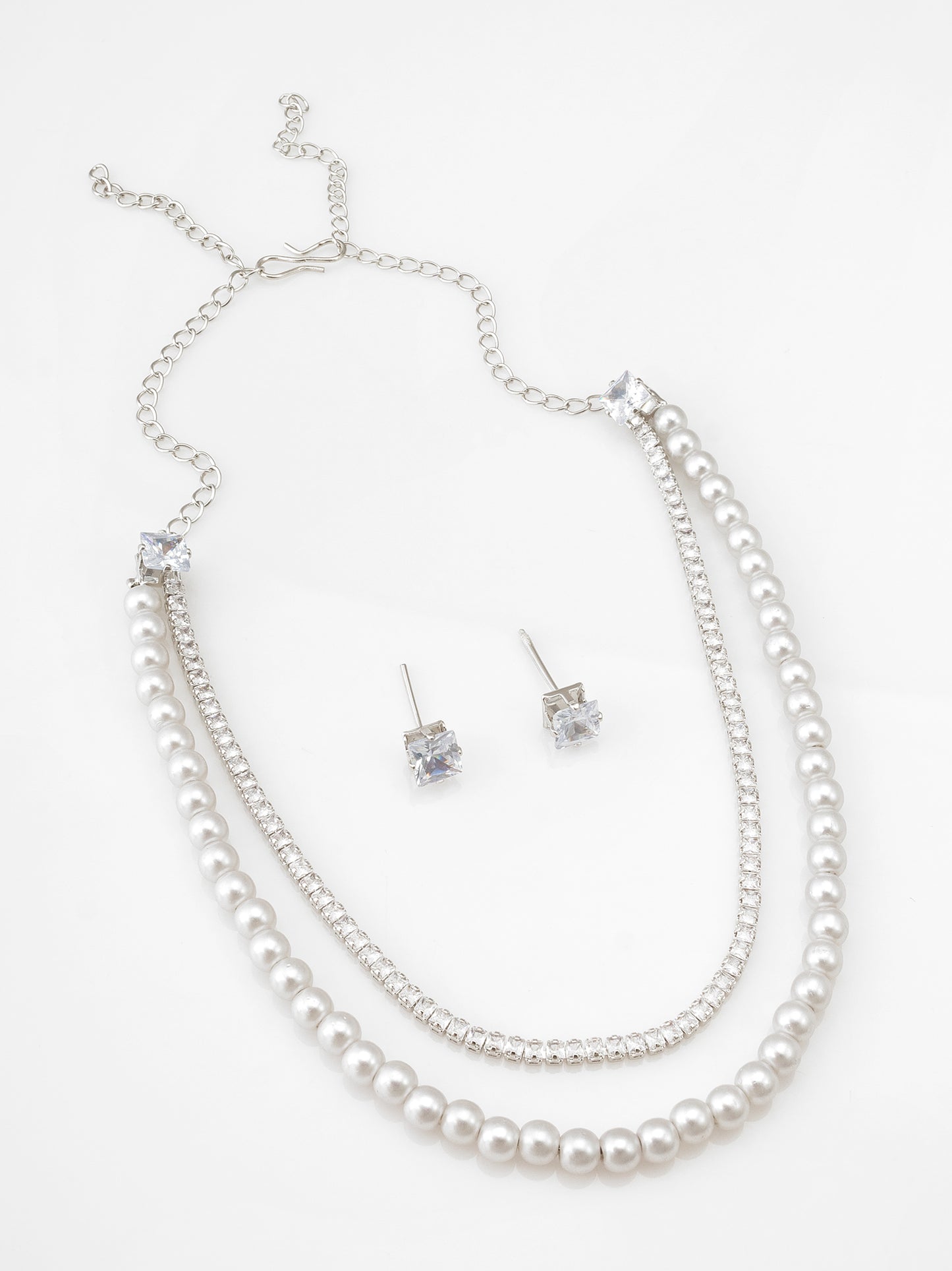 Exquisite White Stone Necklace and Earring Set