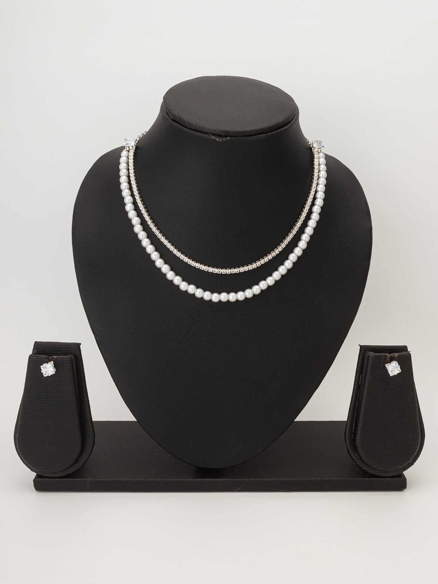 Exquisite White Stone Necklace and Earring Set