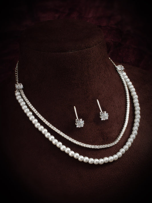 Exquisite White Stone Necklace and Earring Set