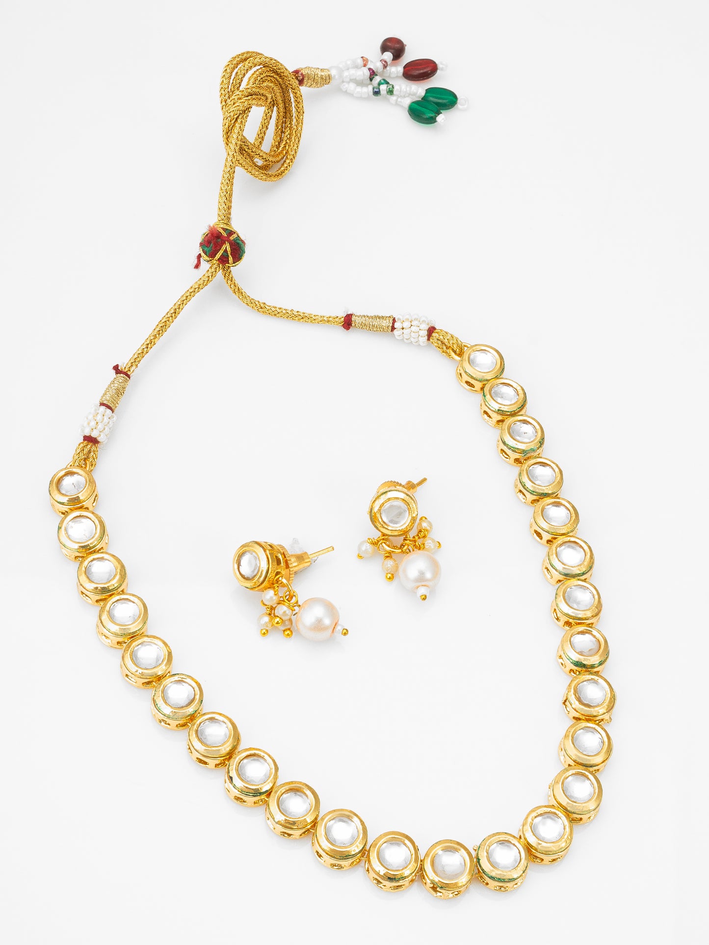 Exquisite White Kundan Necklace and Earring Set