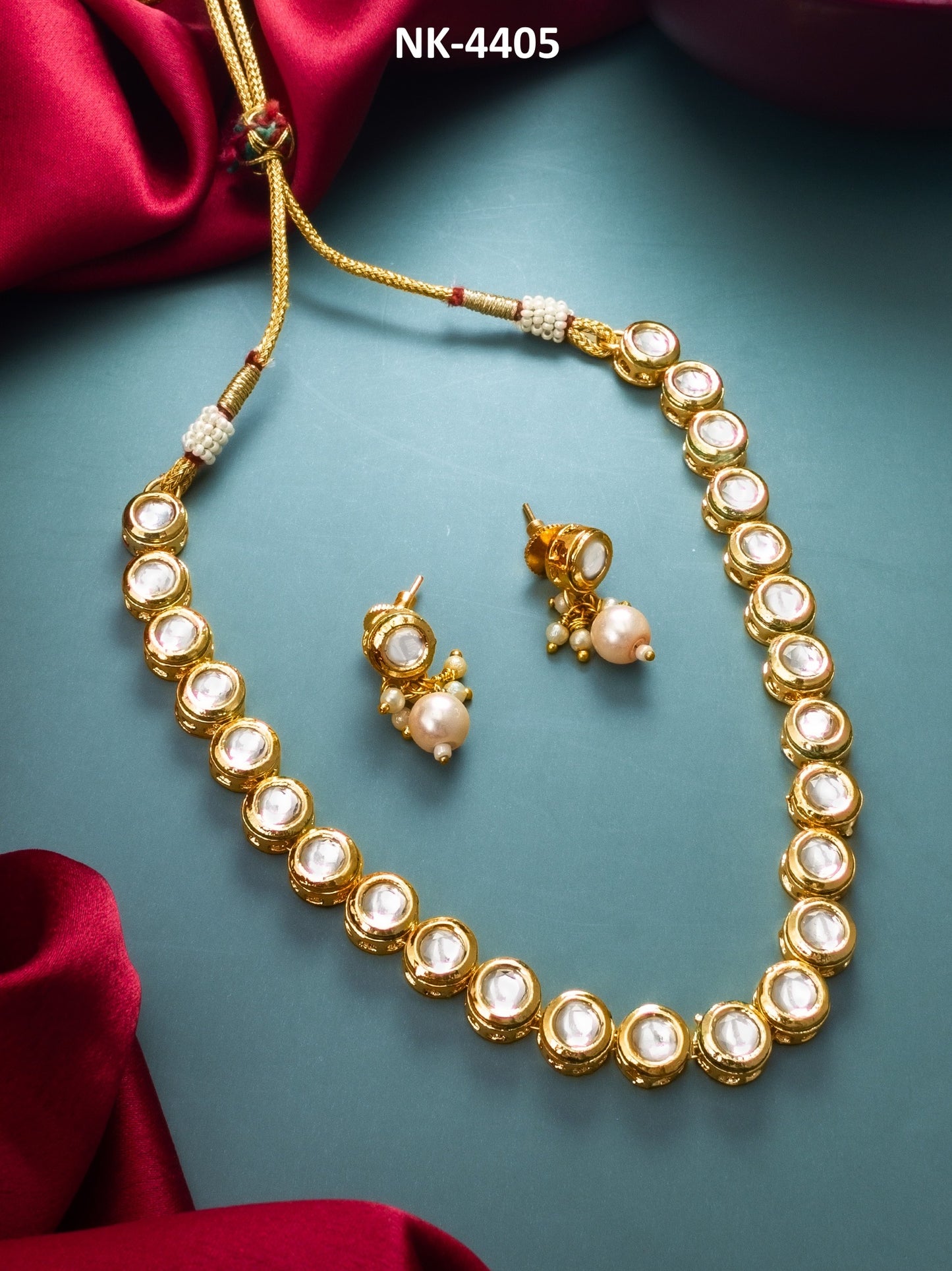 Exquisite White Kundan Necklace and Earring Set