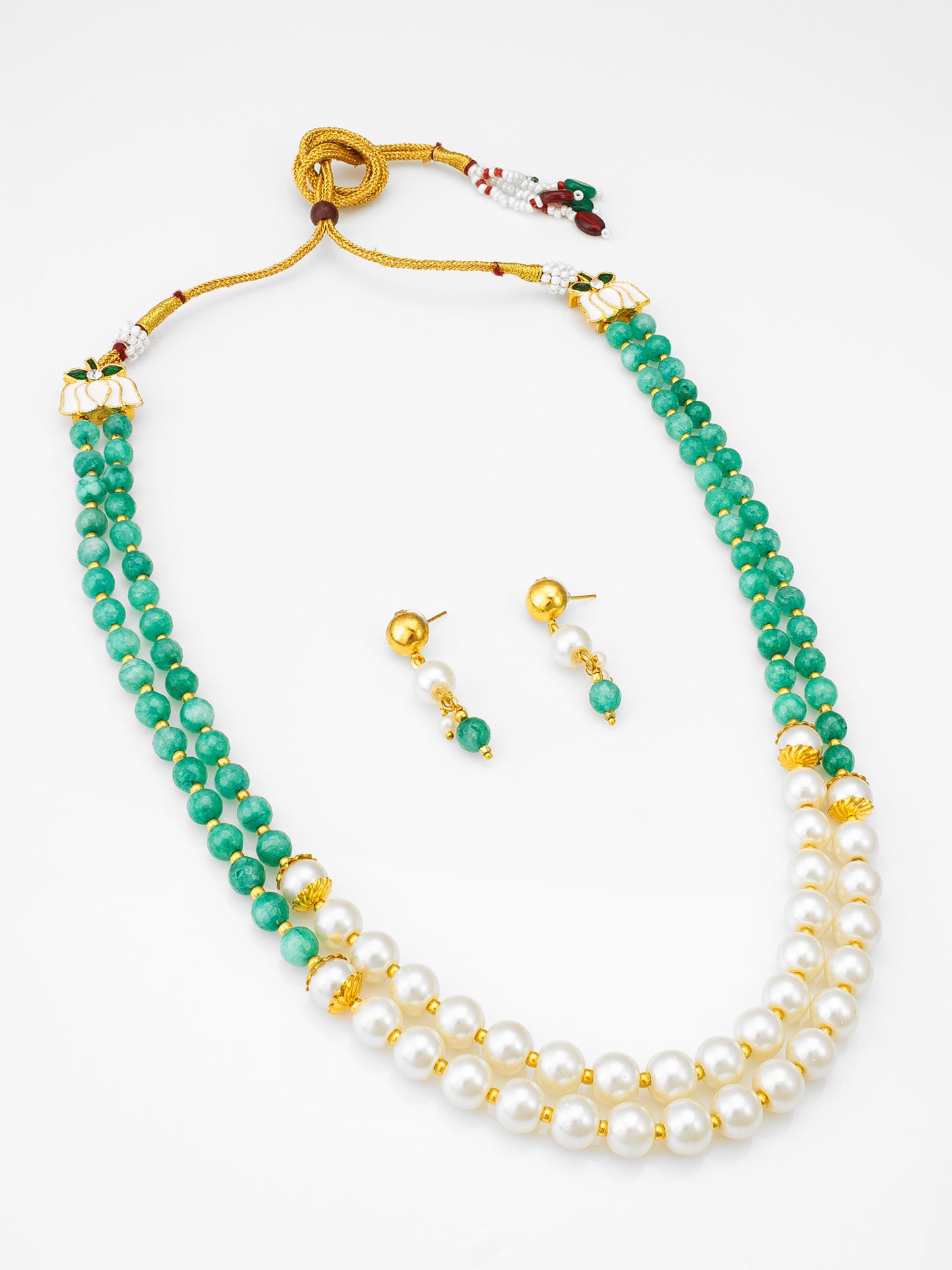 Exquisite Green Beaded Necklace and Earring Set