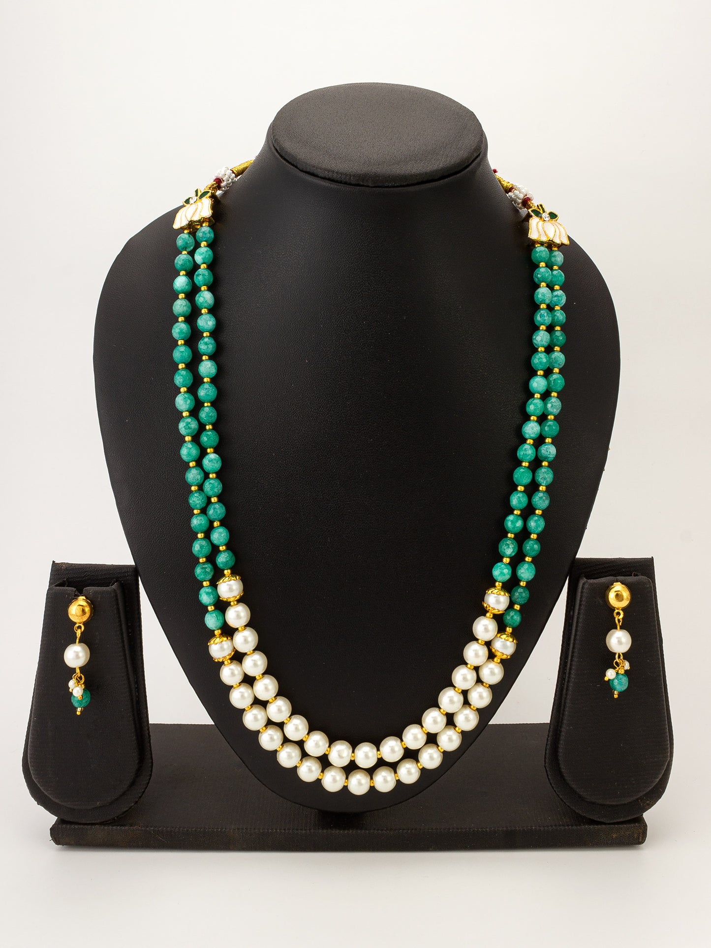 Exquisite Green Beaded Necklace and Earring Set