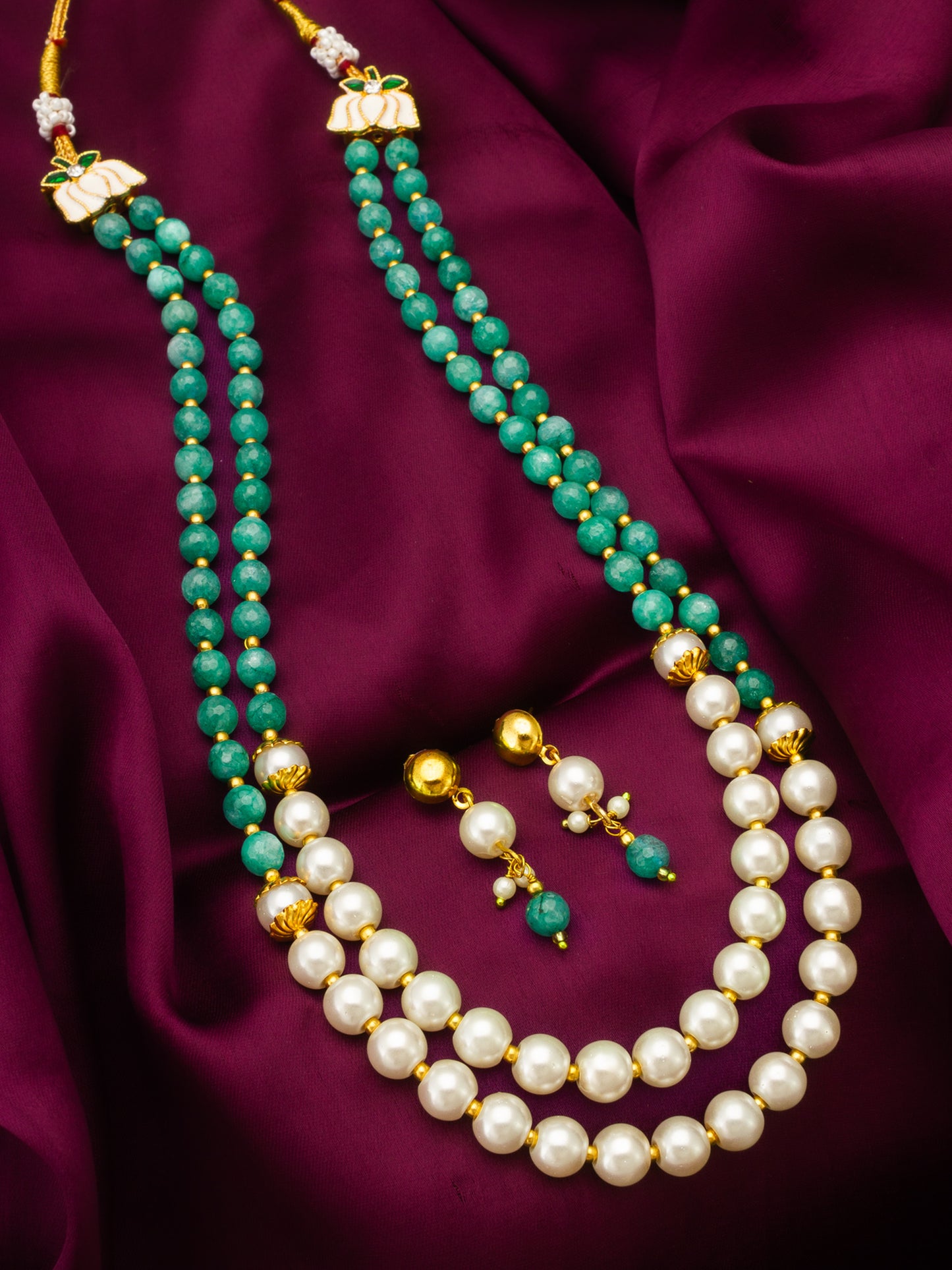 Exquisite Green Beaded Necklace and Earring Set